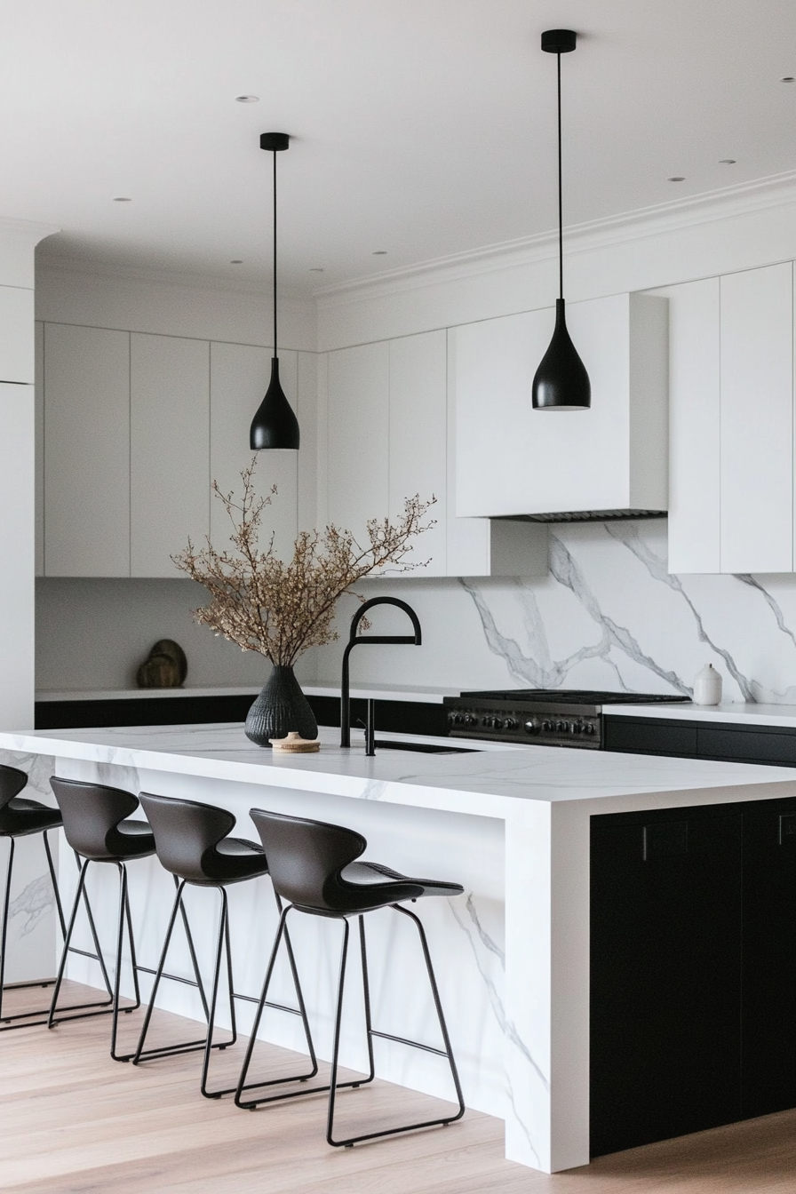 2. Monochrome Minimalism (White And Black Kitchen Ideas) - White And Black Kitchen Ideas