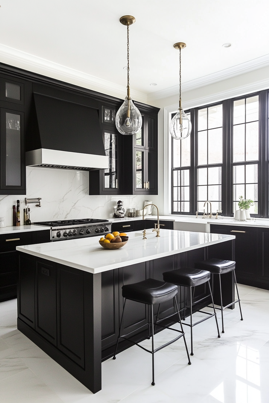 6. Luxury Monochrome (White And Black Kitchen Ideas) - White And Black Kitchen Ideas