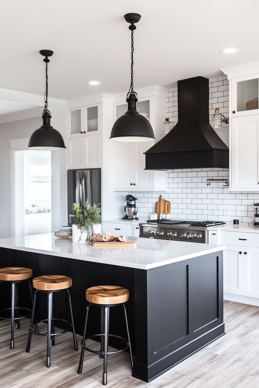 7. Black Accents with White Walls (White And Black Kitchen Ideas) - White And Black Kitchen Ideas