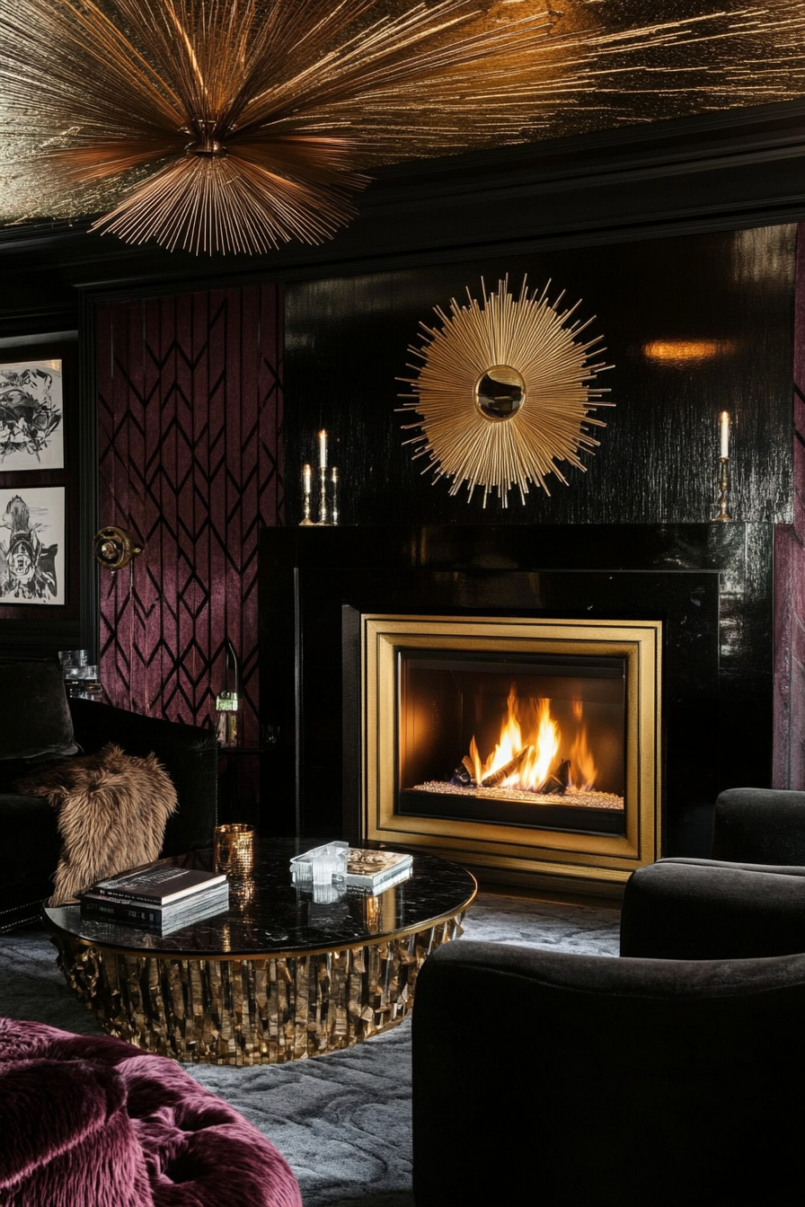 15. Art Deco Glamour (Living Room Ideas With Fireplace) - Living Room Ideas With Fireplace