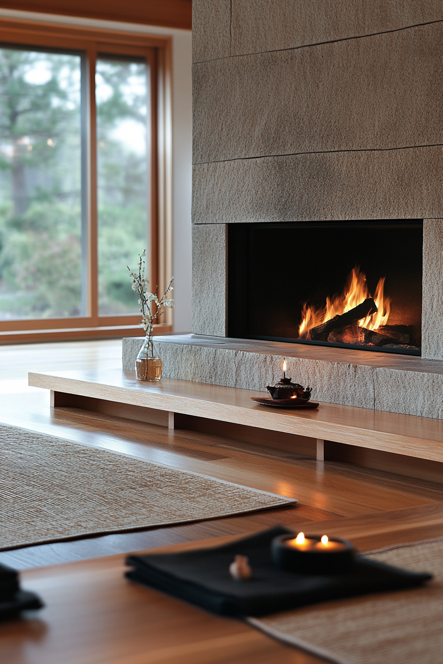 24. Japanese-Inspired Serenity (Living Room Ideas With Fireplace) - Living Room Ideas With Fireplace