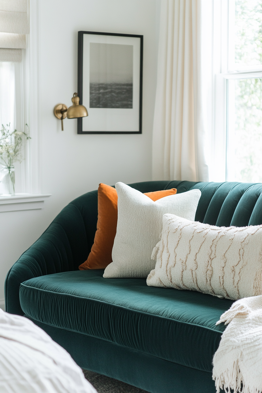 1. Curved Velvet Loveseat in Deep Teal (Sofa In Bedroom Ideas) - Sofa In Bedroom Ideas