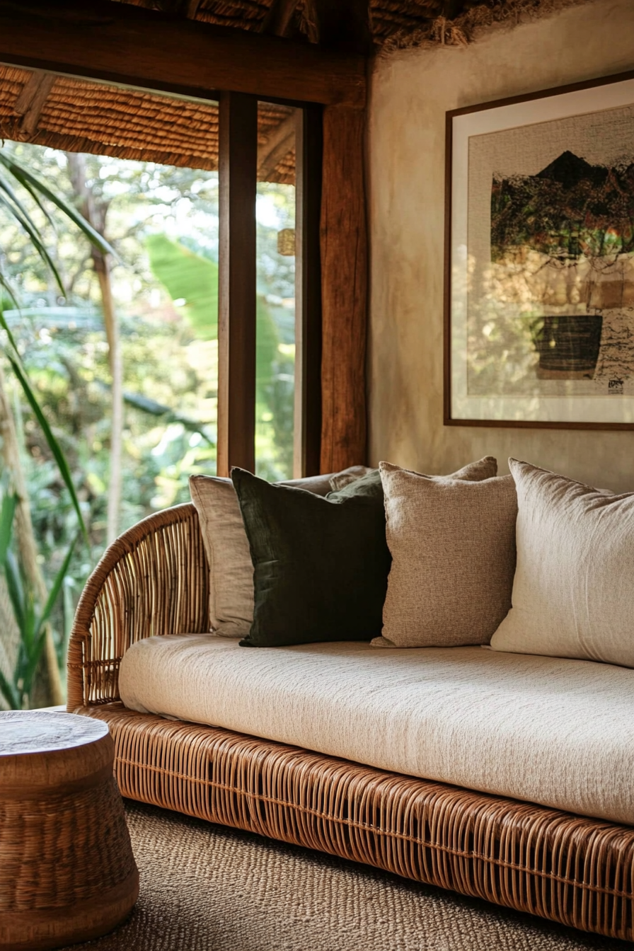 3. Bohemian Rattan Daybed in Natural Brown (Sofa In Bedroom Ideas) - Sofa In Bedroom Ideas