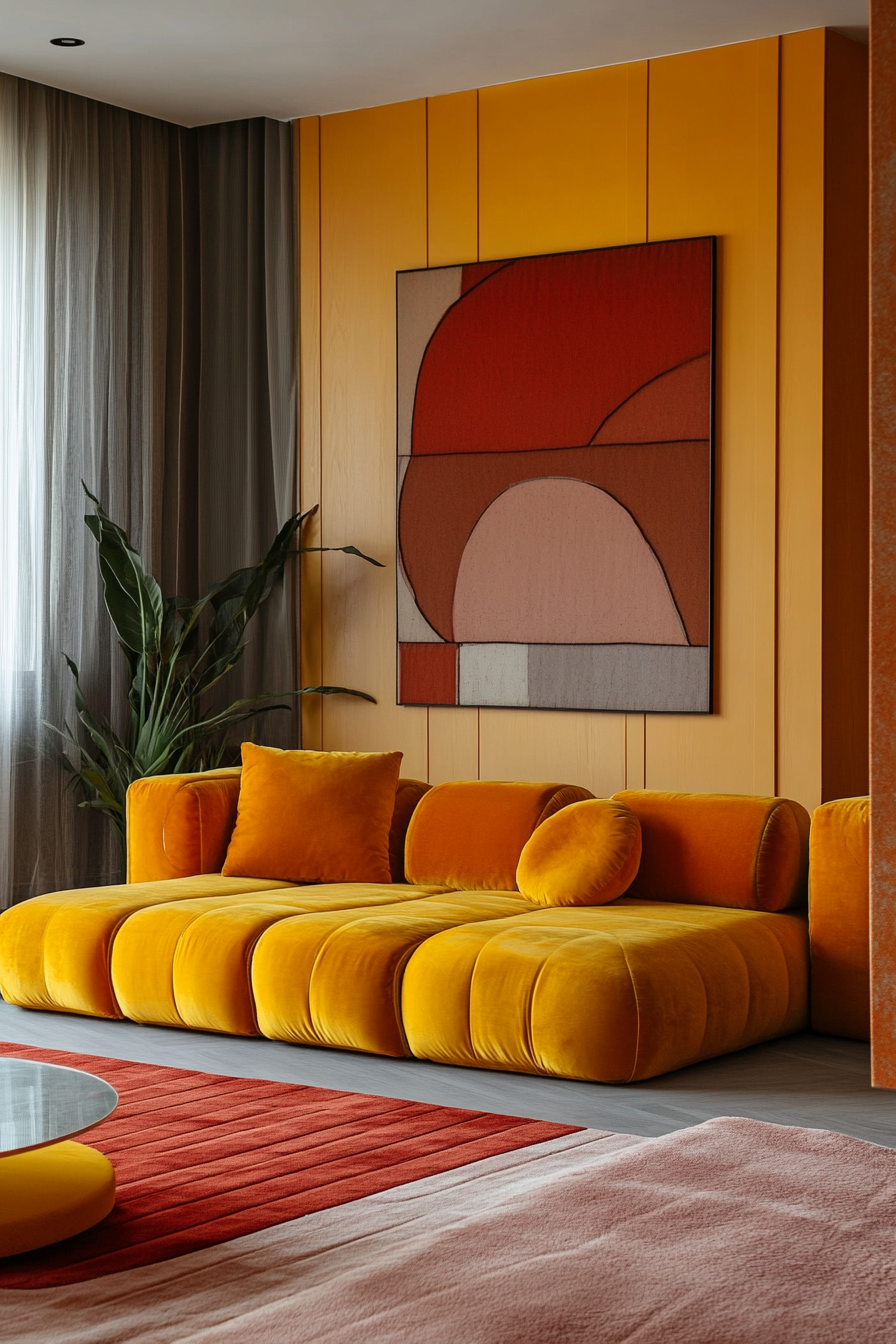 8. Modern Modular Sofa in Mustard Yellow (Sofa In Bedroom Ideas) - Sofa In Bedroom Ideas