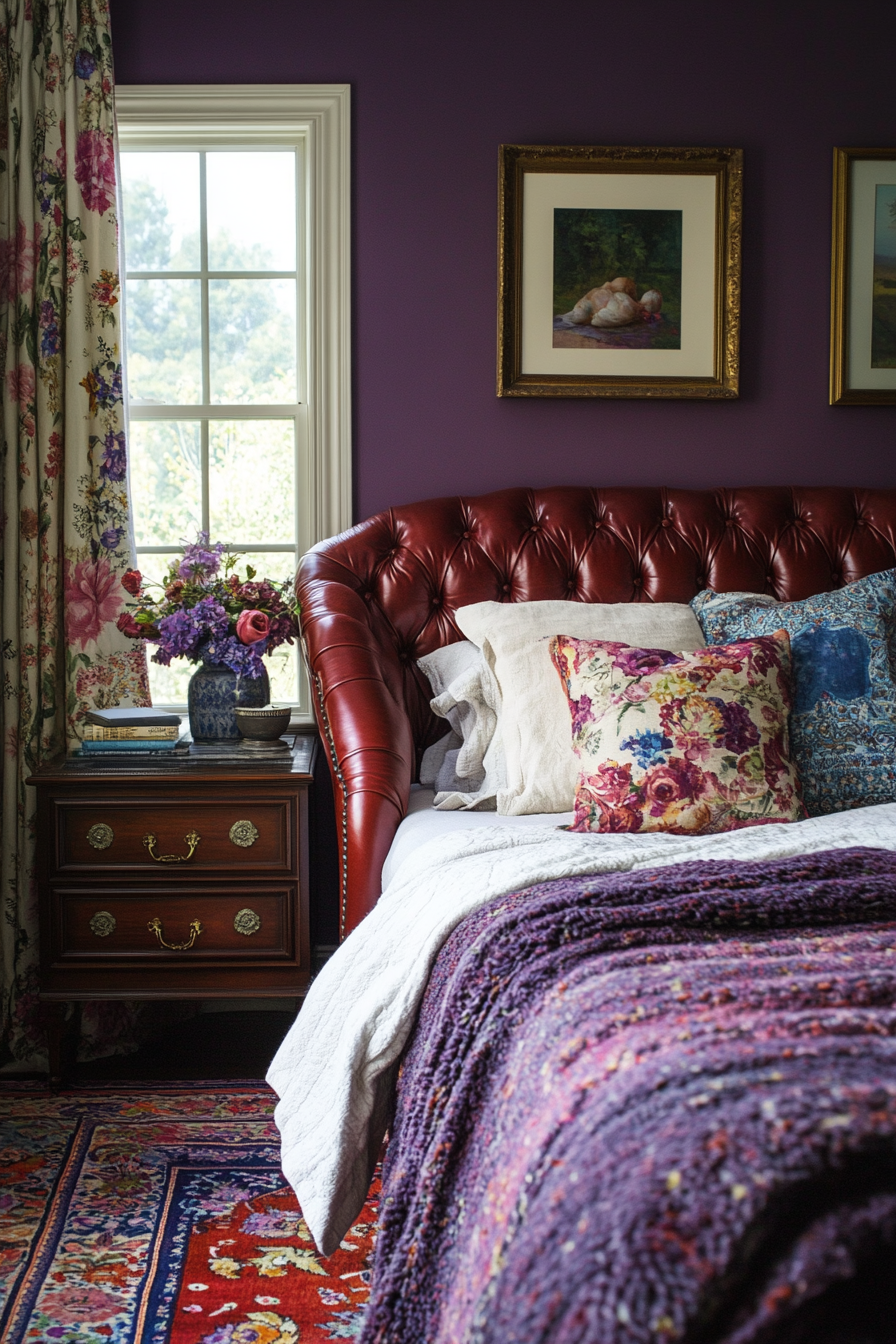 9. Vintage Tufted Chesterfield in Burgundy Red (Sofa In Bedroom Ideas) - Sofa In Bedroom Ideas