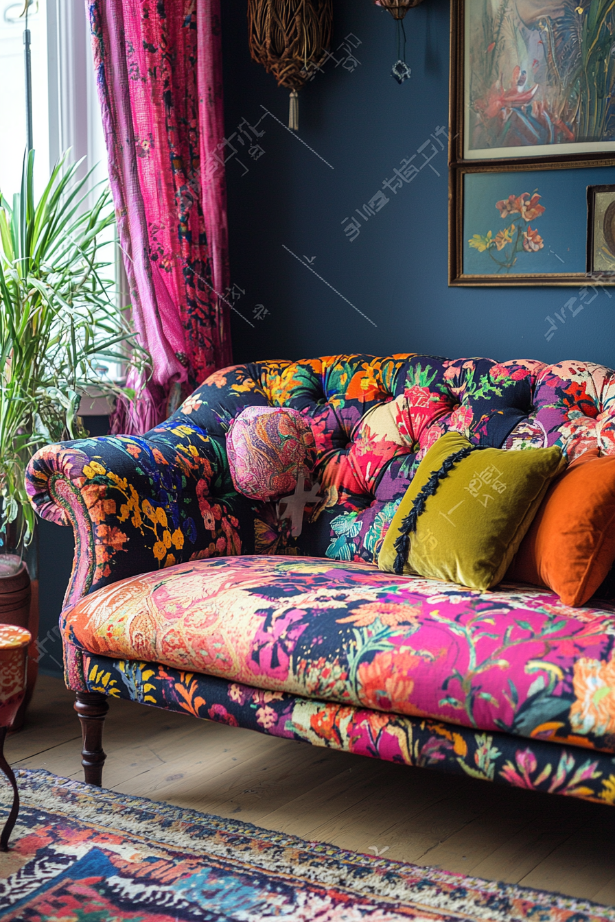 15. Eclectic Patterned Sofa in Multicolor Hues (Sofa In Bedroom Ideas) - Sofa In Bedroom Ideas