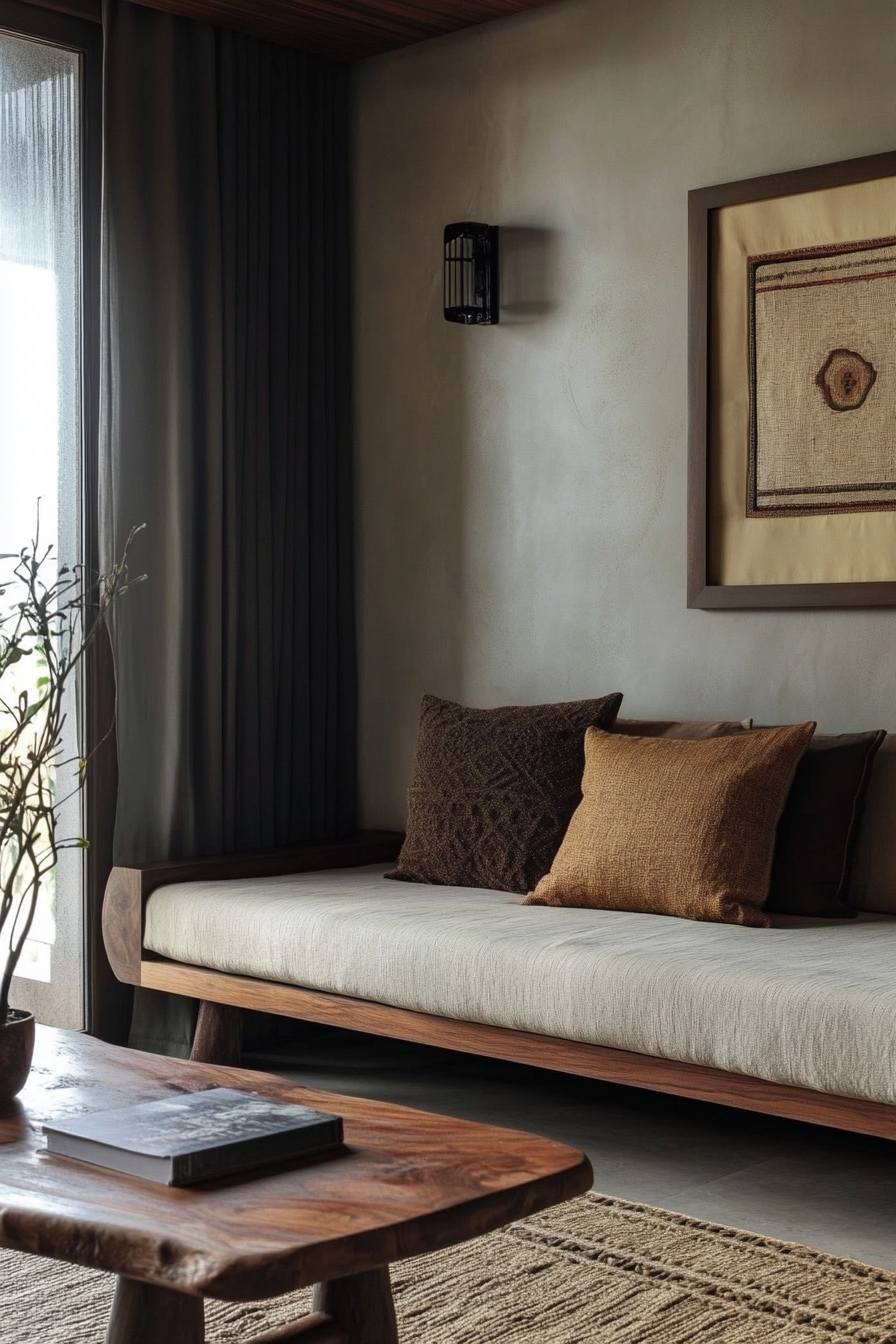 24. Artisan Crafted Wooden Bench in Mahogany Brown (Sofa In Bedroom Ideas) - Sofa In Bedroom Ideas