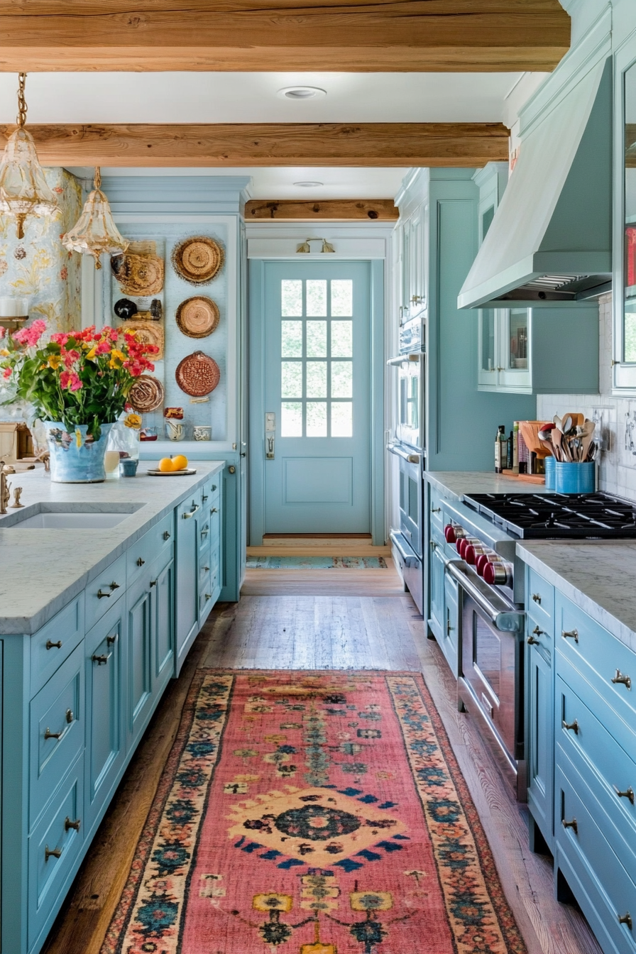 3. Teal Transitional Charm (Blue Kitchen Ideas) - Blue Kitchen Ideas