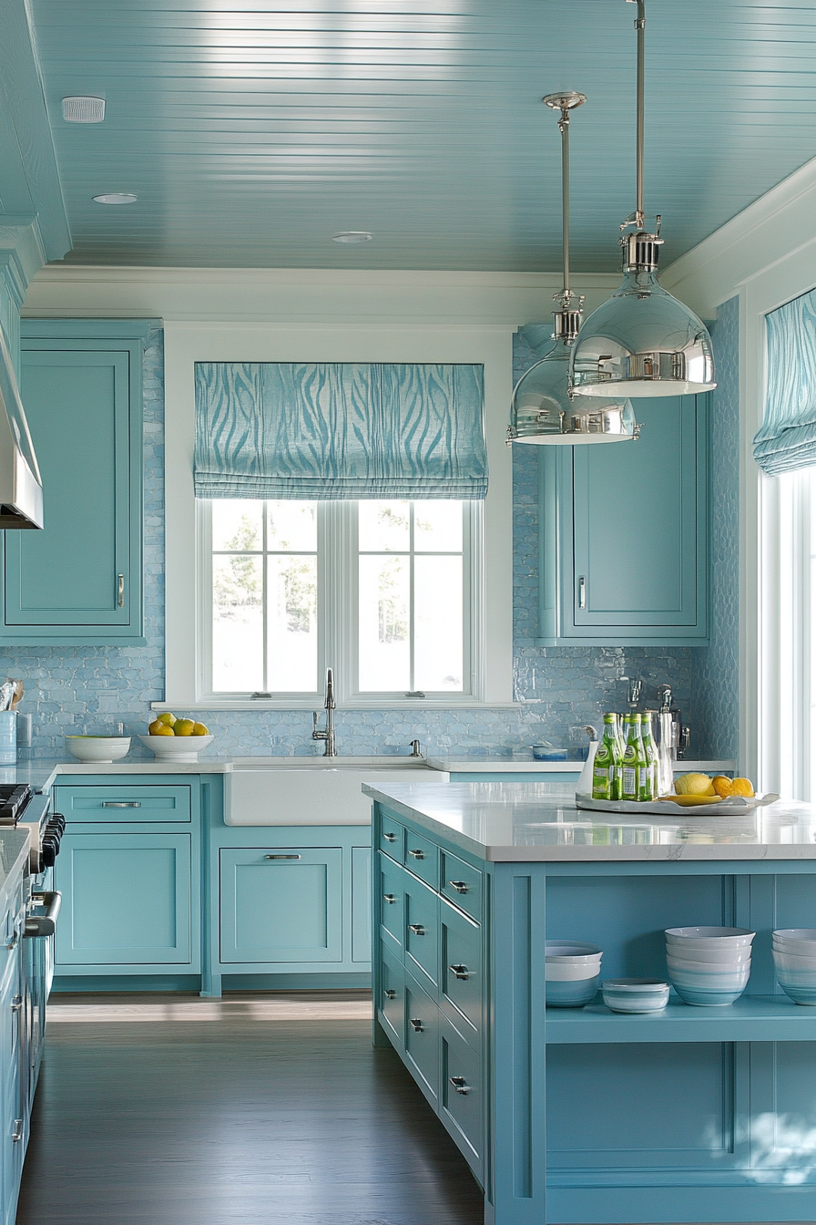 6. Muted Blue-Green Fusion (Blue Kitchen Ideas) - Blue Kitchen Ideas