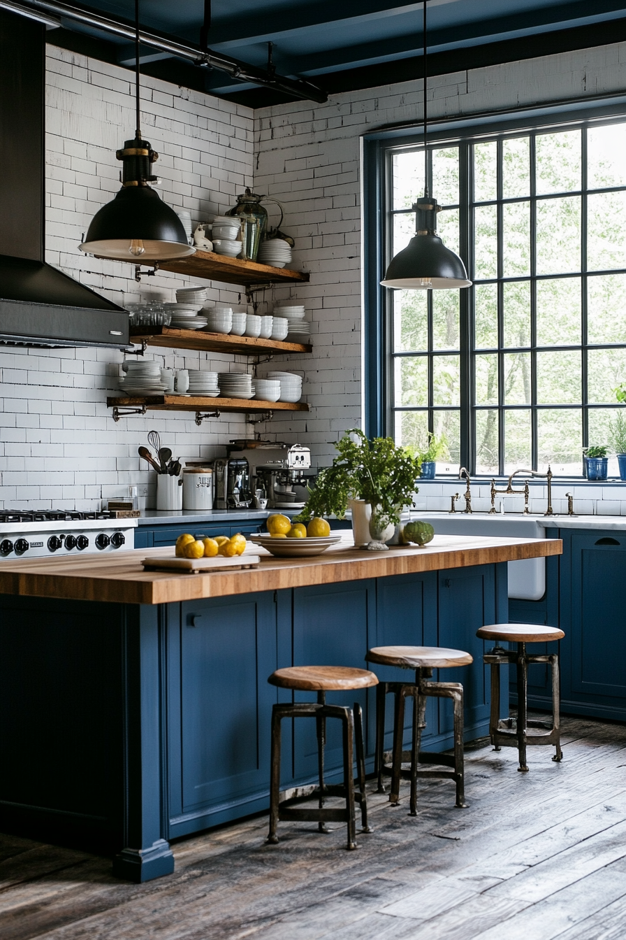 16. Indigo Industrial (Blue Kitchen Ideas) - Blue Kitchen Ideas