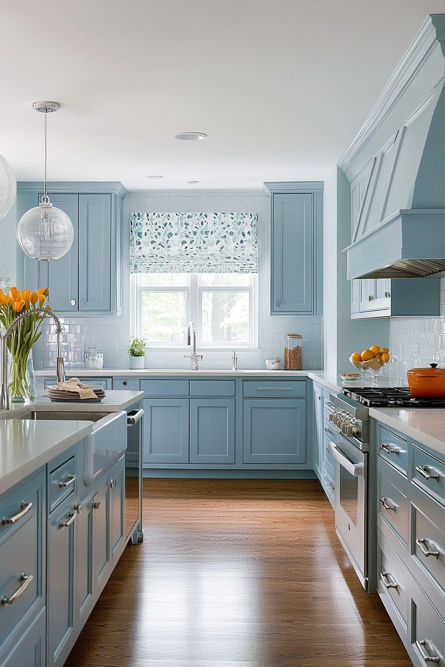 24. Frosted Blue Minimalism (Blue Kitchen Ideas) - Blue Kitchen Ideas