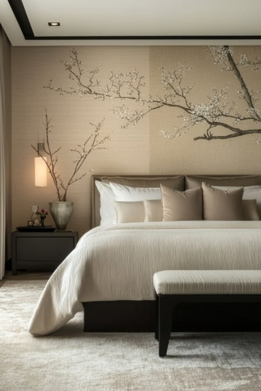 21. Asian-Inspired Tranquility (Cream Color Bedroom Ideas) - Cream Color Bedroom Ideas