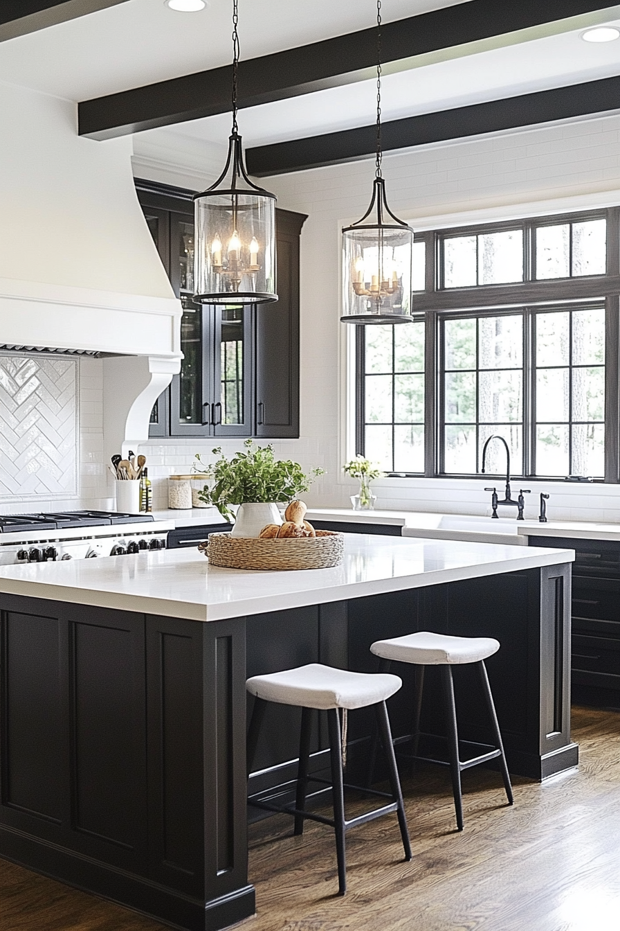 1. Sleek Monochrome Elegance (Long Kitchen Ideas) - Long Kitchen Ideas