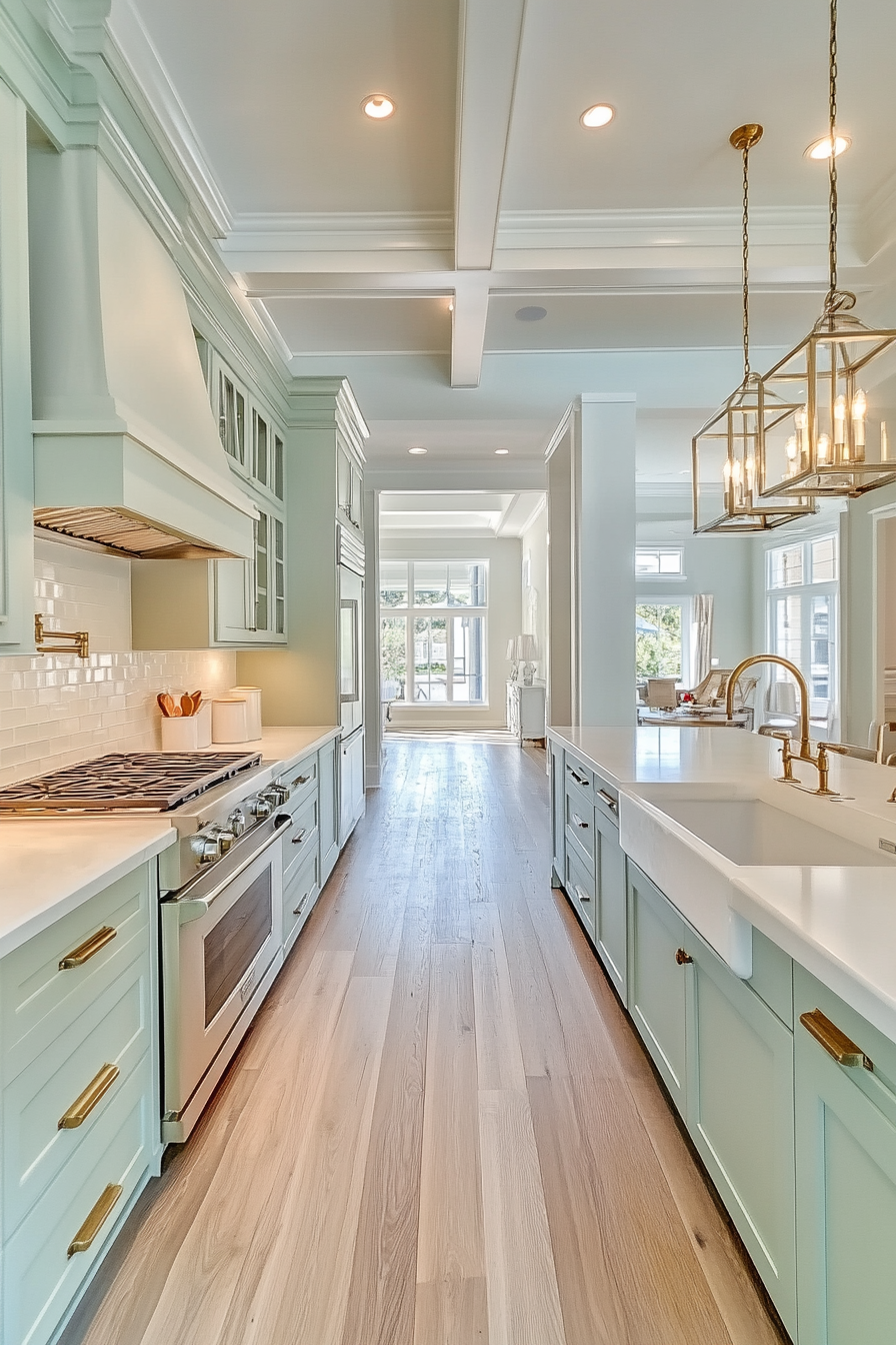 2. Soft Pastel Charm (Long Kitchen Ideas) - Long Kitchen Ideas