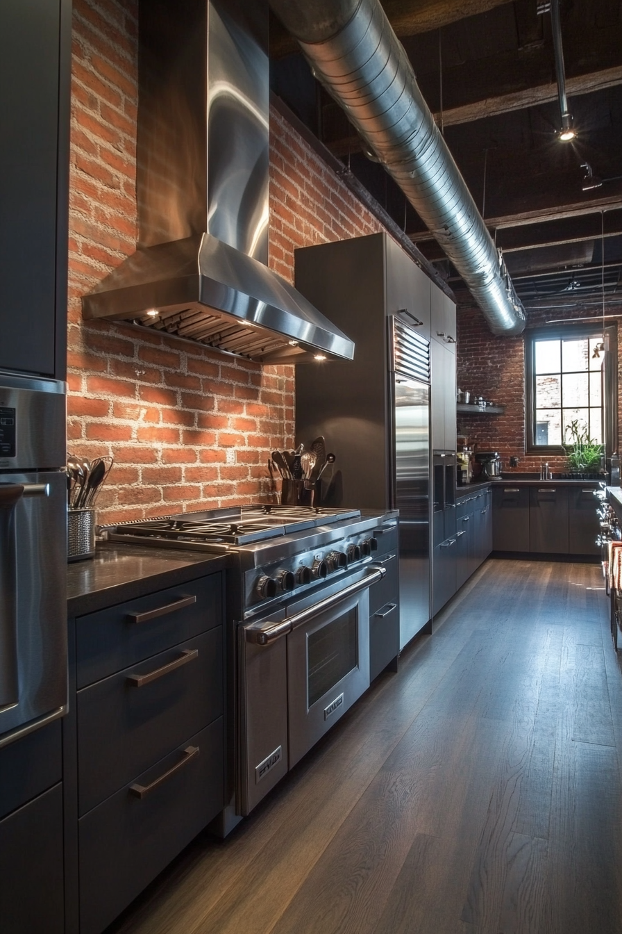 3. Industrial Chic (Long Kitchen Ideas) - Long Kitchen Ideas