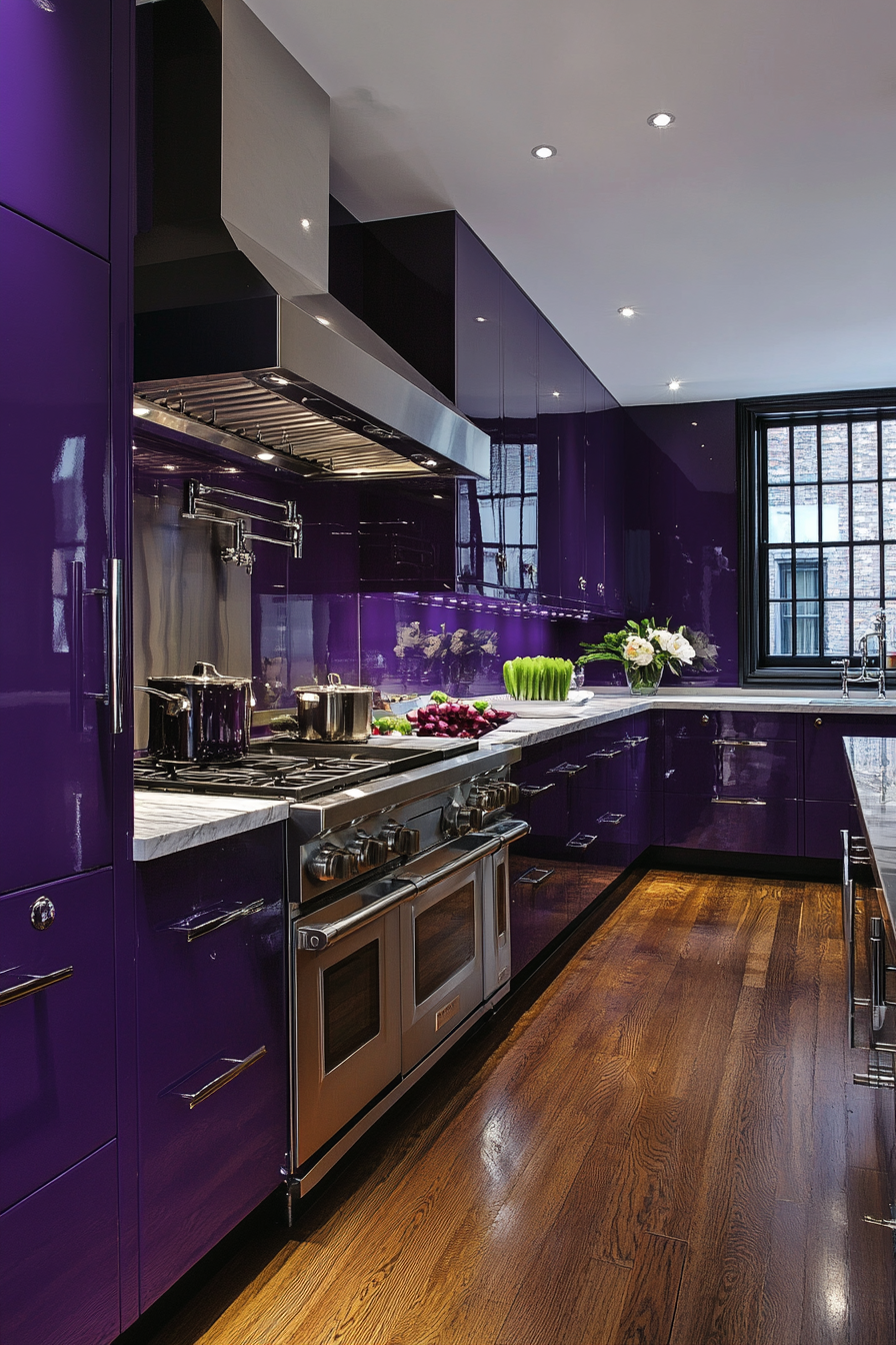 13. High-Gloss Glamour (Long Kitchen Ideas) - Long Kitchen Ideas