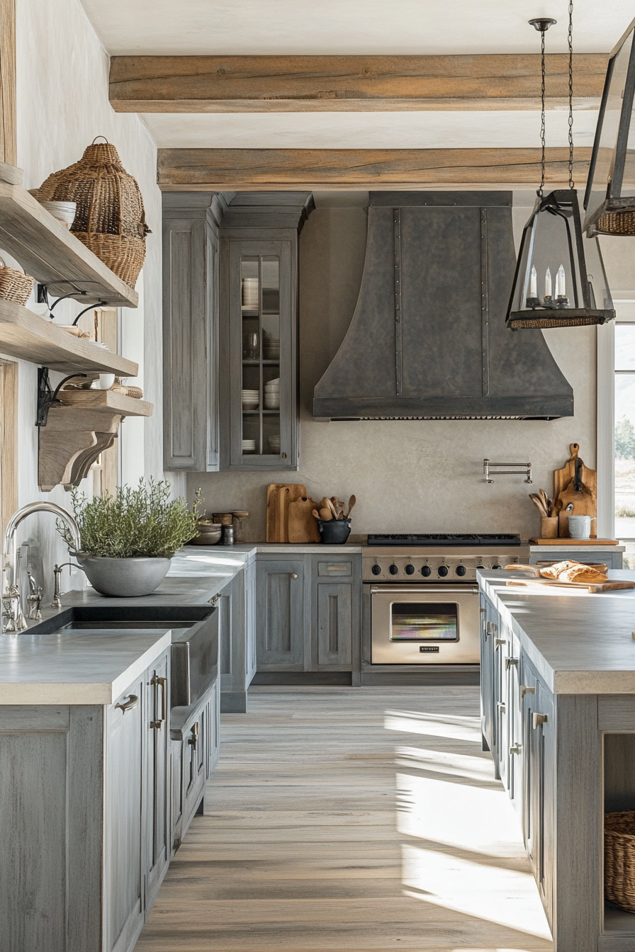 16. Monochromatic Gray (Long Kitchen Ideas) - Long Kitchen Ideas