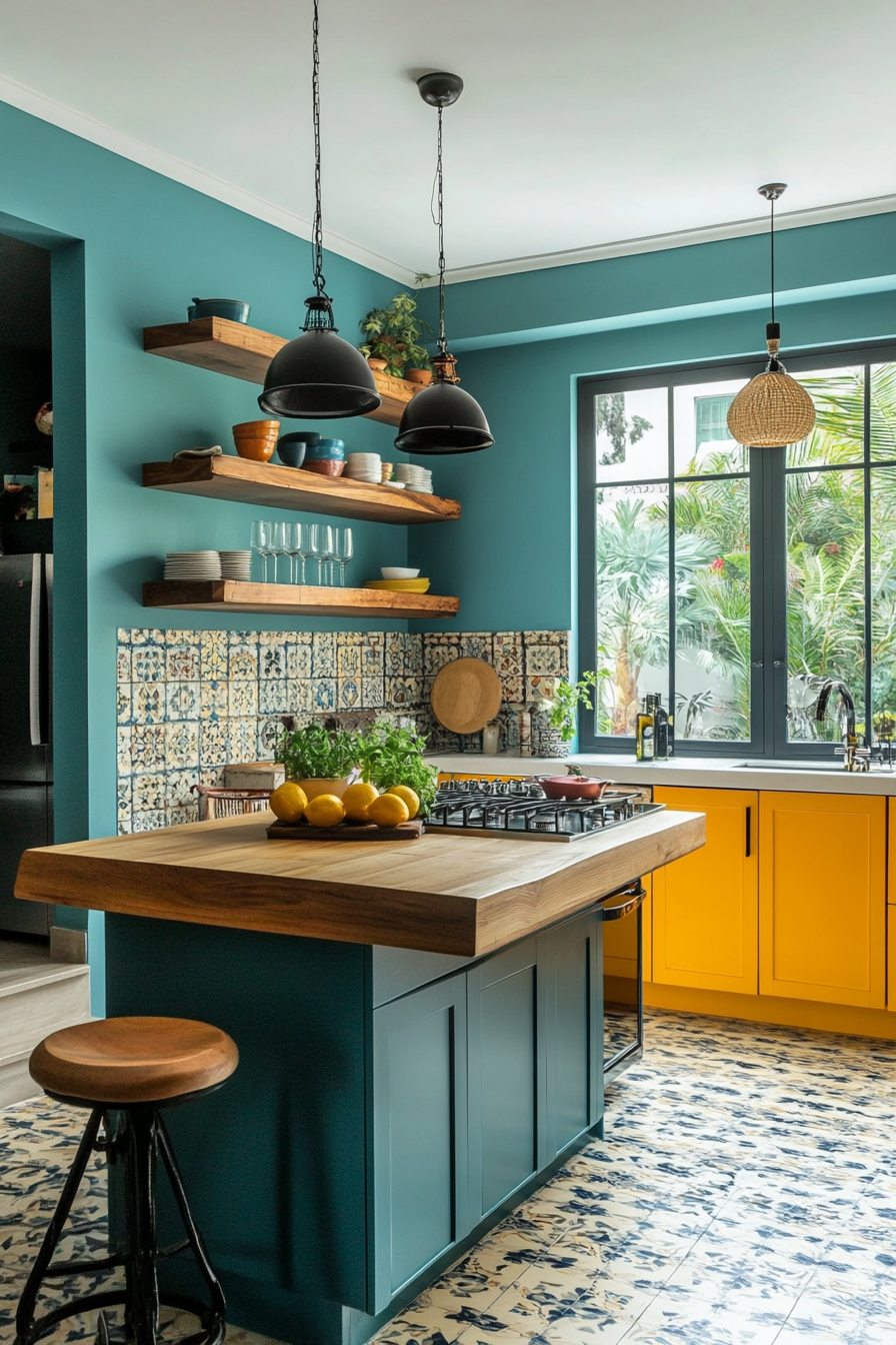 25. Pop of Color (Long Kitchen Ideas) - Long Kitchen Ideas