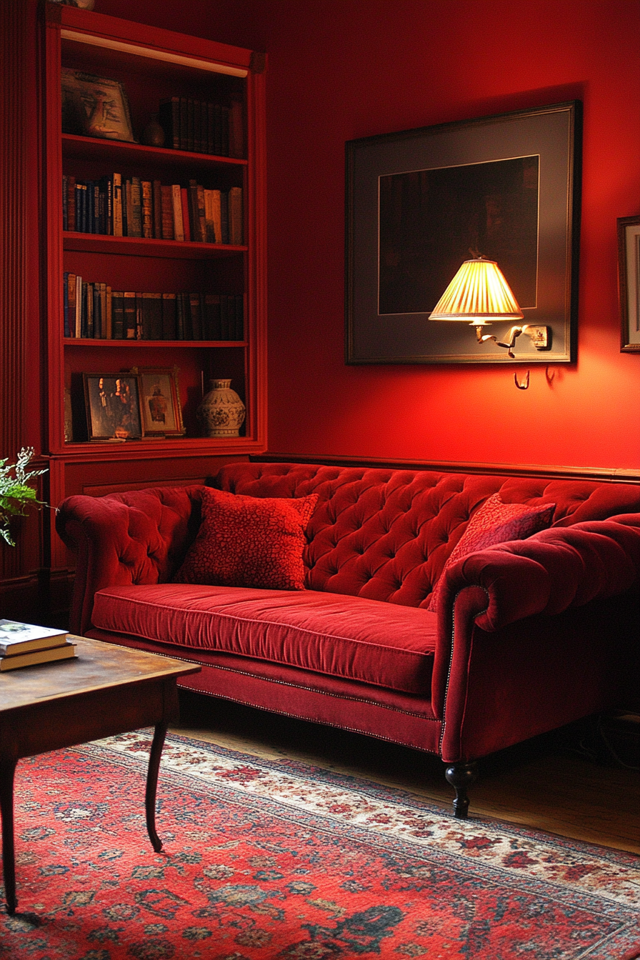 1. Crimson Comfort (Red Living Room Ideas) - Red Living Room Ideas