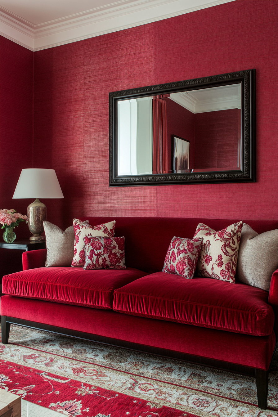 3. Ruby Reflections (Red Living Room Ideas) - Red Living Room Ideas