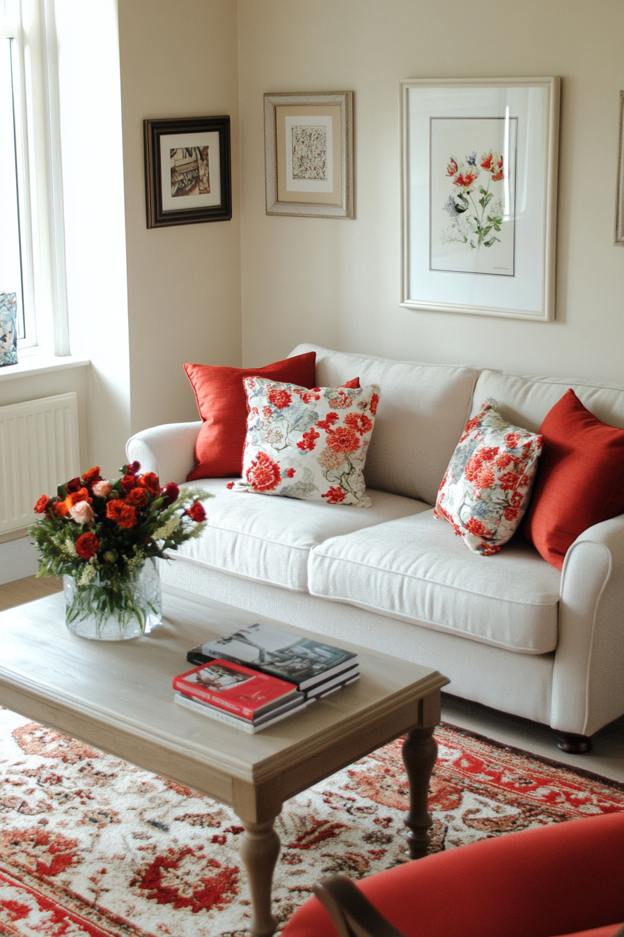 8. Coral Craze (Red Living Room Ideas) - Red Living Room Ideas