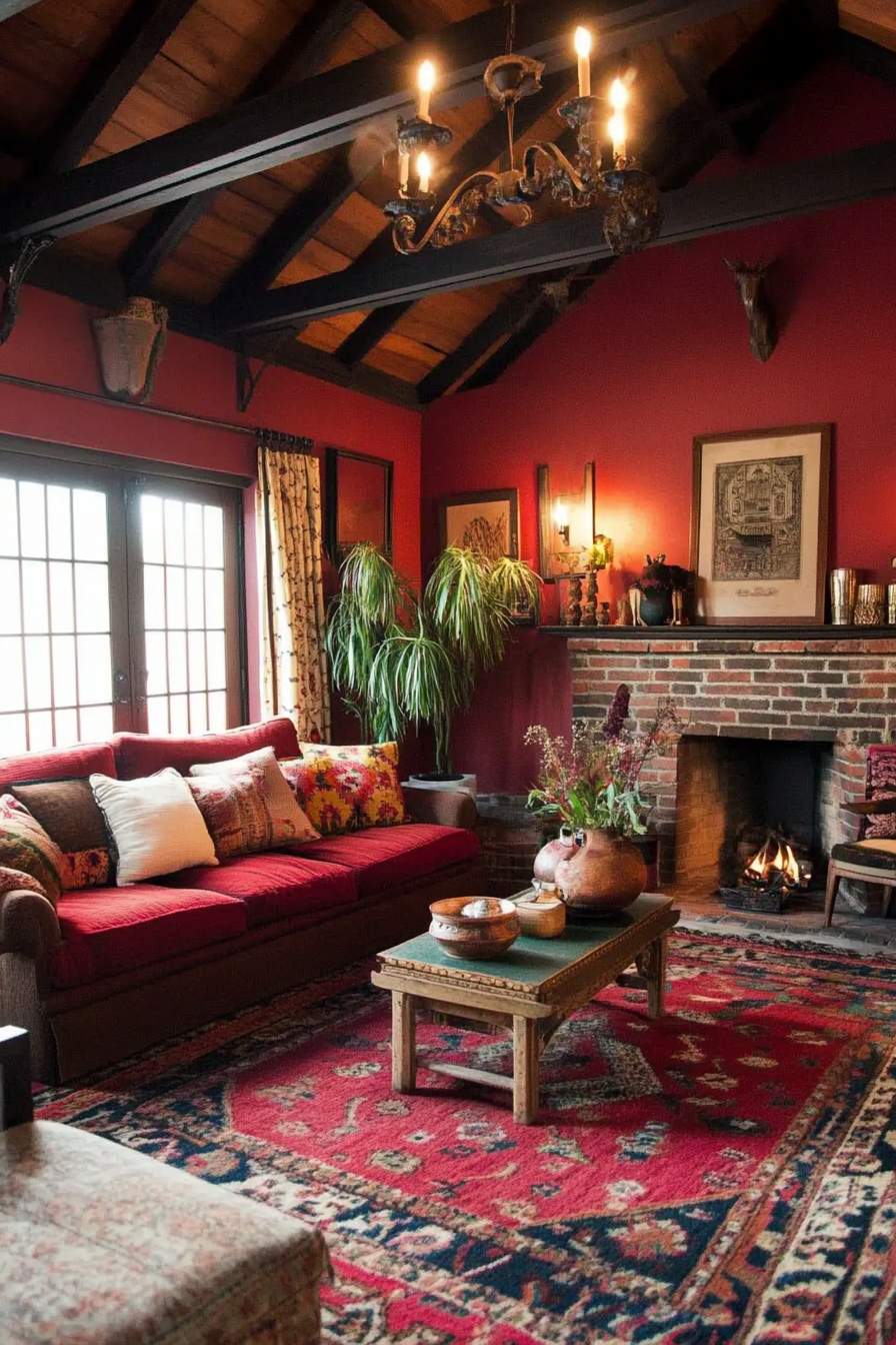 9. Firebrick Fusion (Red Living Room Ideas) - Red Living Room Ideas