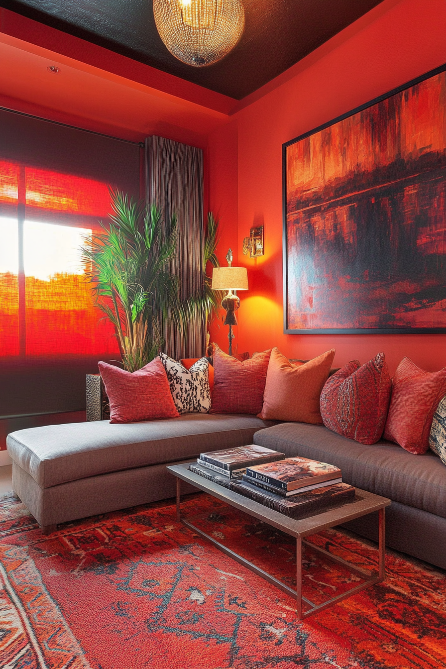 11. Sangria Sunset (Red Living Room Ideas) - Red Living Room Ideas