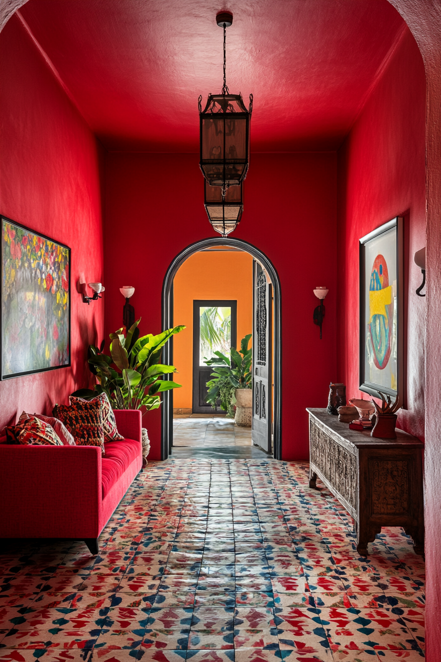 16. Fiesta Foyer (Red Living Room Ideas) - Red Living Room Ideas