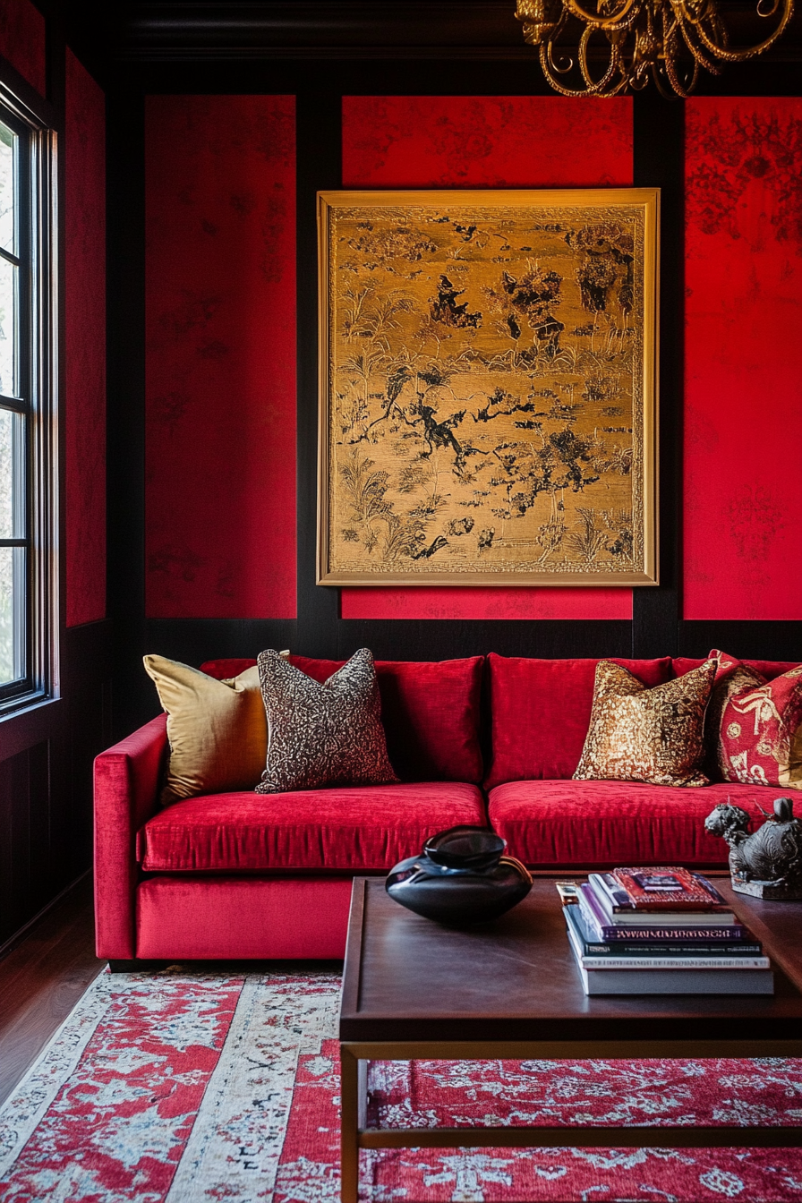 17. Garnet Glamour (Red Living Room Ideas) - Red Living Room Ideas