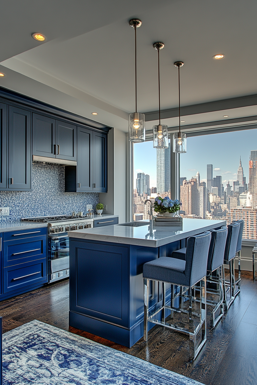 1. Classic Navy Elegance (Blue And Gray Kitchen Ideas) - Blue And Gray Kitchen Ideas