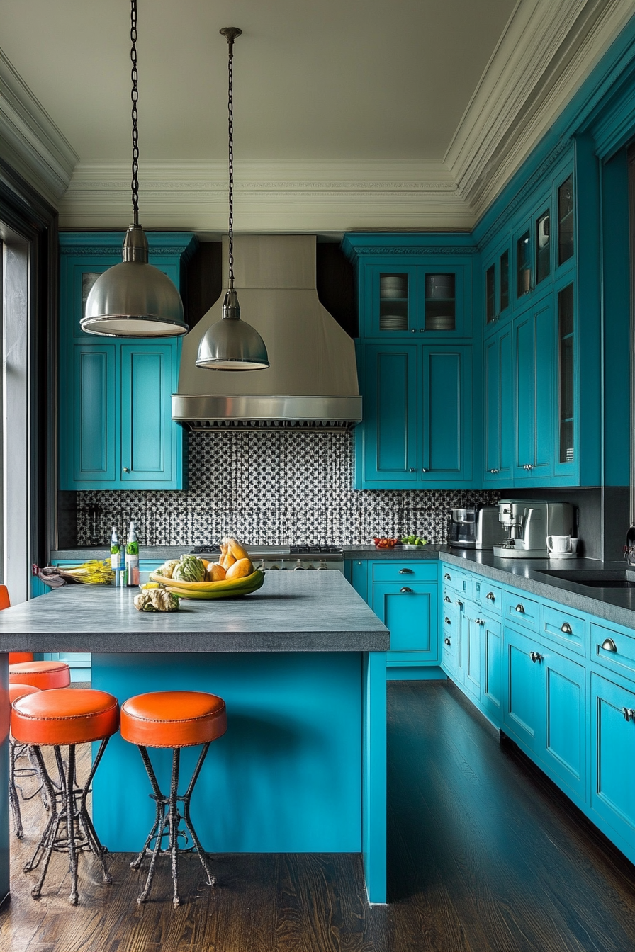 6. Teal and Graphite Harmony (Blue And Gray Kitchen Ideas) - Blue And Gray Kitchen Ideas