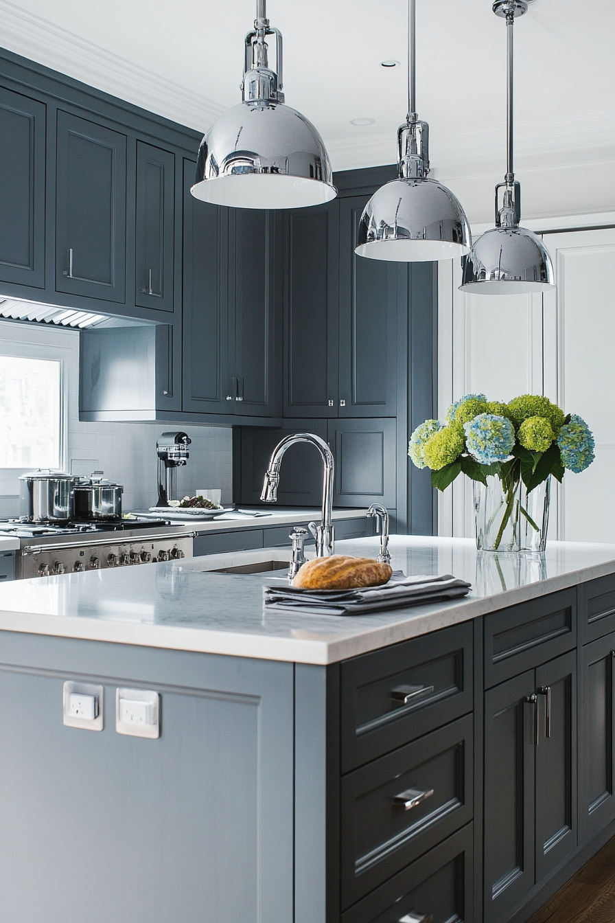 8. Cobalt Accents with Dove Gray (Blue And Gray Kitchen Ideas) - Blue And Gray Kitchen Ideas