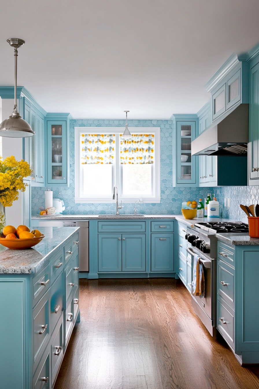 9. Cerulean and Ash Contrast (Blue And Gray Kitchen Ideas) - Blue And Gray Kitchen Ideas
