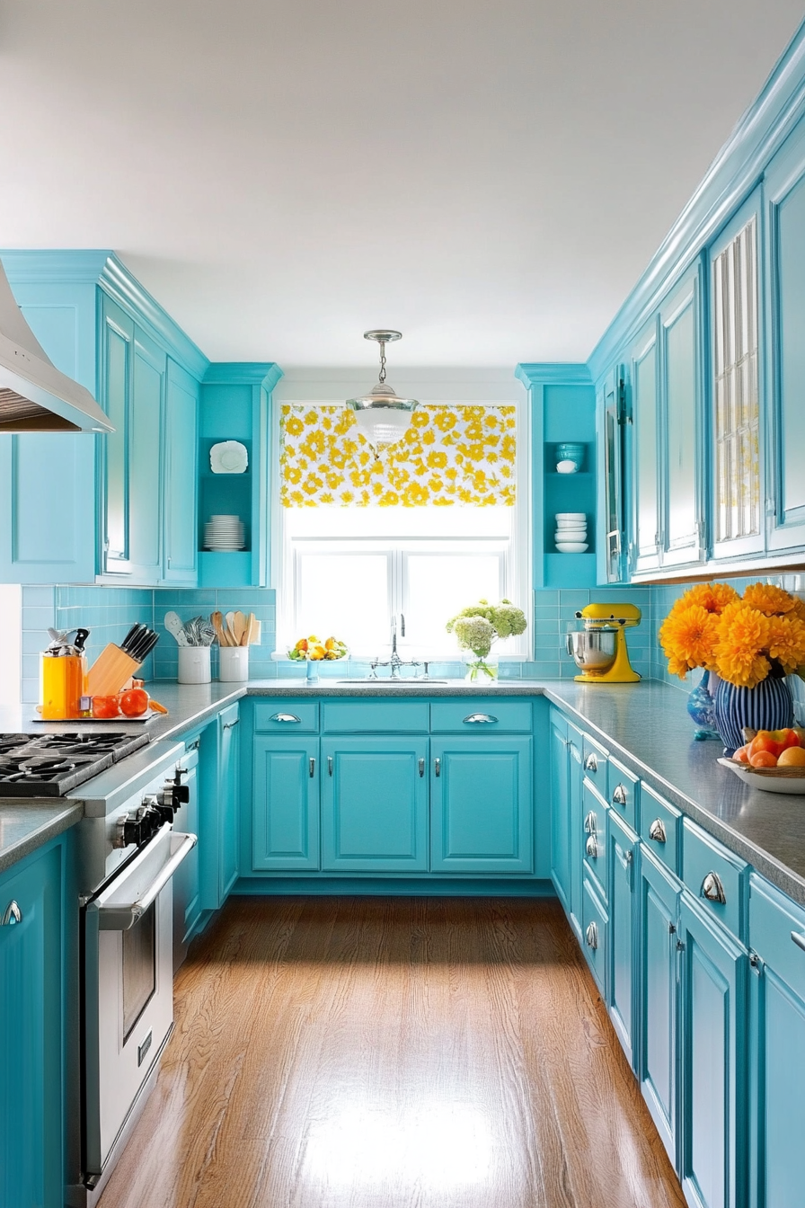 12. Azure and Slate Symmetry (Blue And Gray Kitchen Ideas) - Blue And Gray Kitchen Ideas
