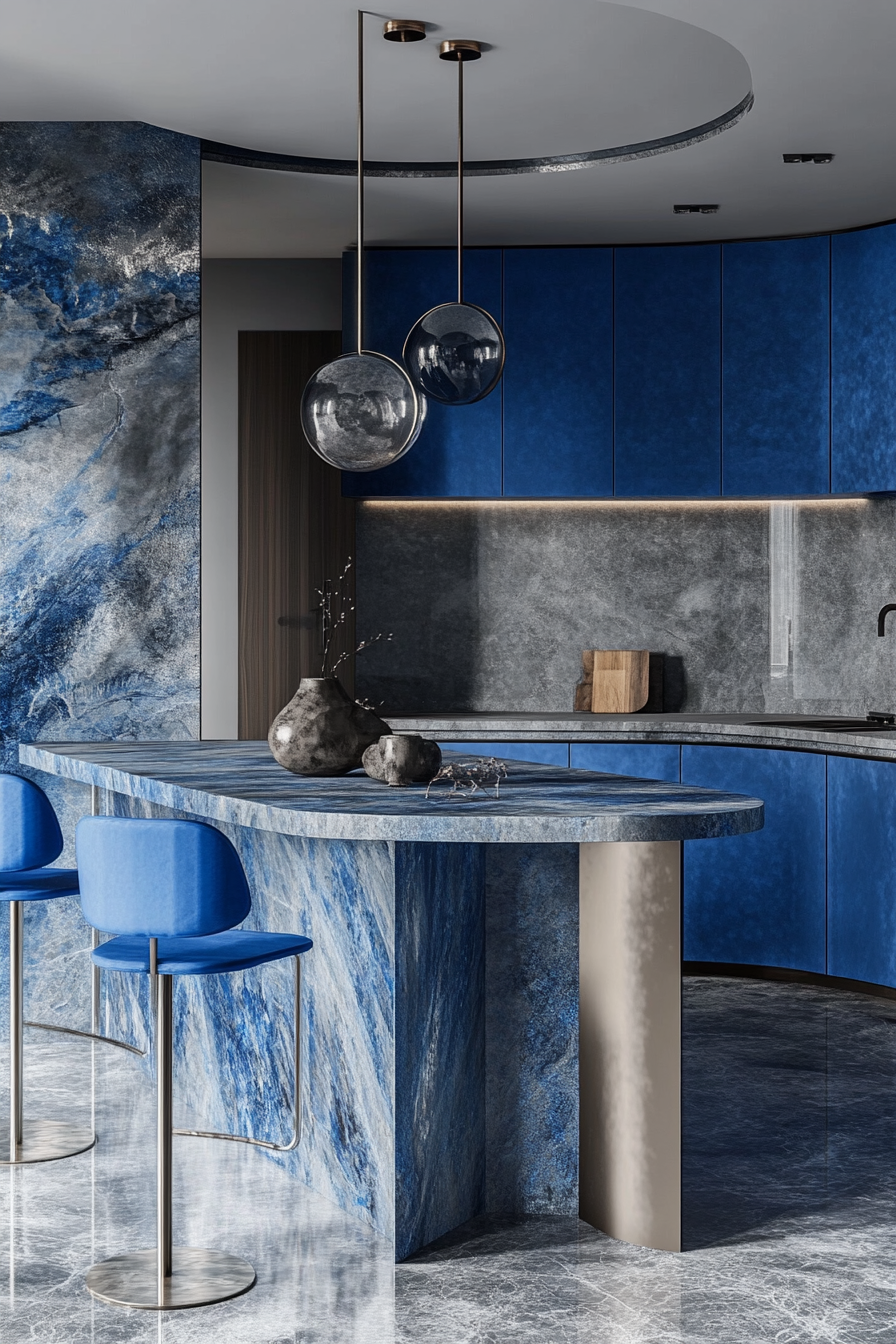 13. Indigo and Silver Sophistication (Blue And Gray Kitchen Ideas) - Blue And Gray Kitchen Ideas