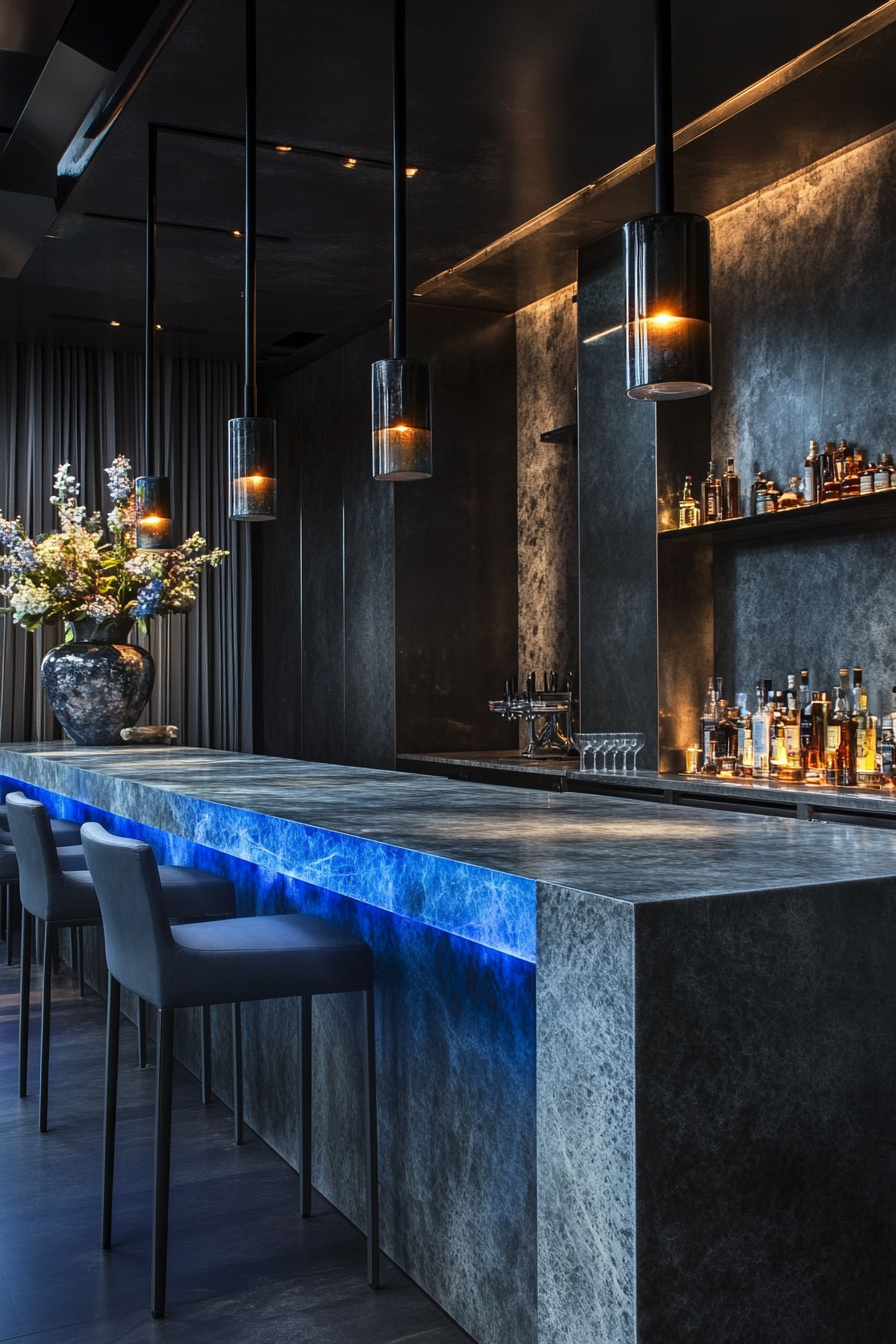 17. Frosted Blue and Graphite Elegance (Blue And Gray Kitchen Ideas) - Blue And Gray Kitchen Ideas