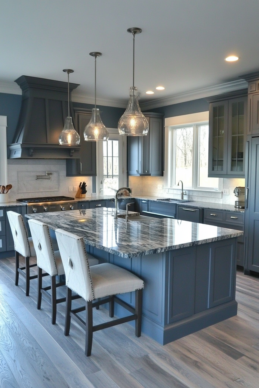 19. Arctic Blue and Charcoal Contrast (Blue And Gray Kitchen Ideas) - Blue And Gray Kitchen Ideas
