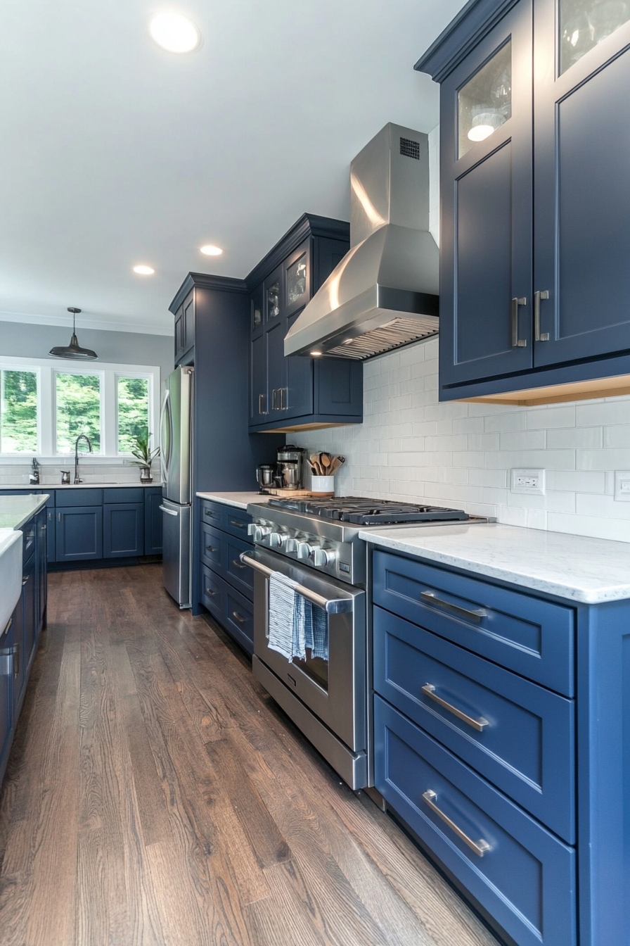 21. Midnight Blue and Pewter Classic (Blue And Gray Kitchen Ideas) - Blue And Gray Kitchen Ideas