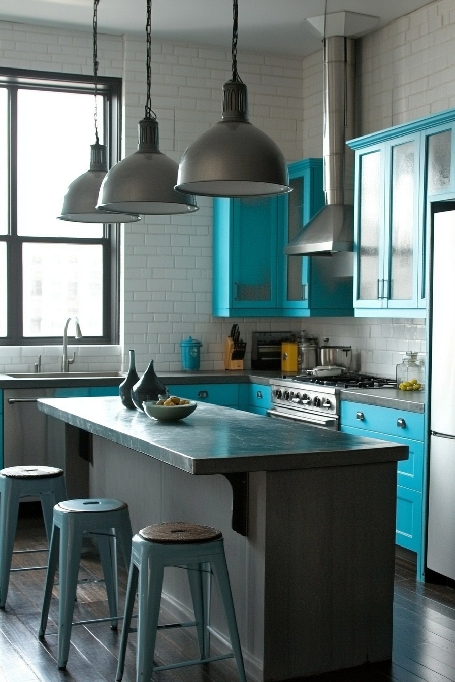 25. Robin's Egg and Charcoal Fusion (Blue And Gray Kitchen Ideas) - Blue And Gray Kitchen Ideas