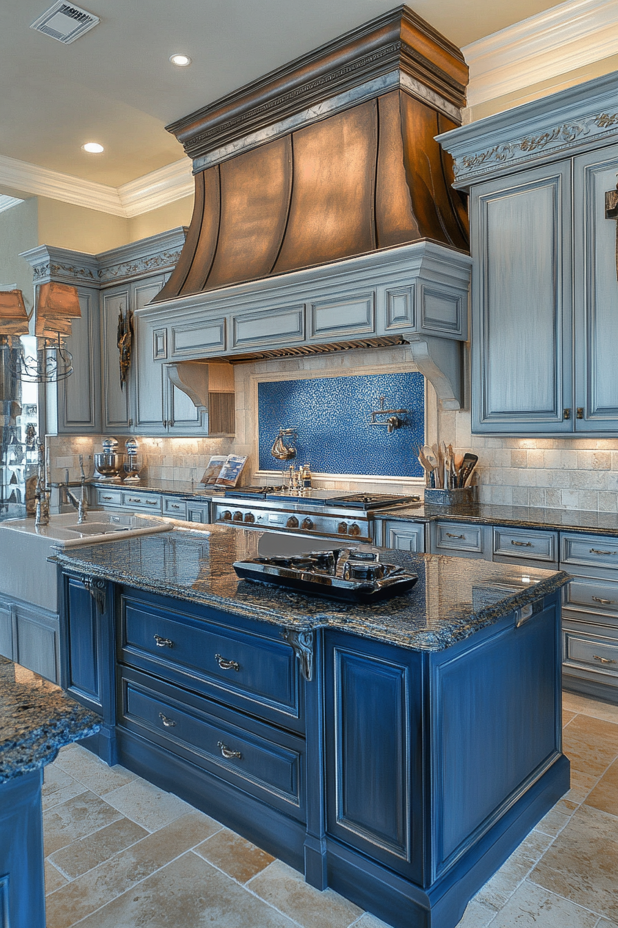 27. Pebble Gray and Navy Accents (Blue And Gray Kitchen Ideas) - Blue And Gray Kitchen Ideas
