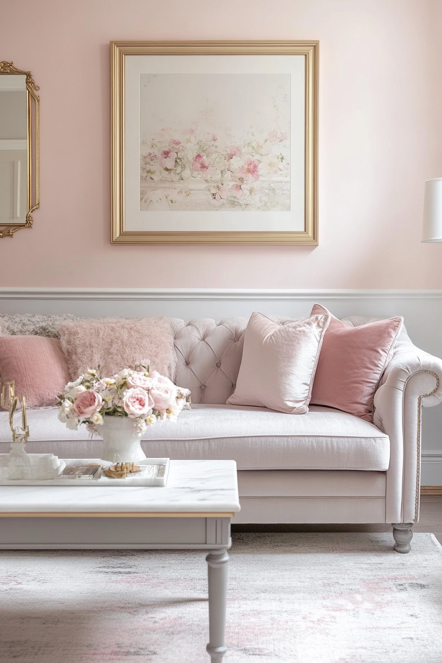 1. Blush Elegance (Pink And Grey Living Room Ideas) - Pink And Grey Living Room Ideas
