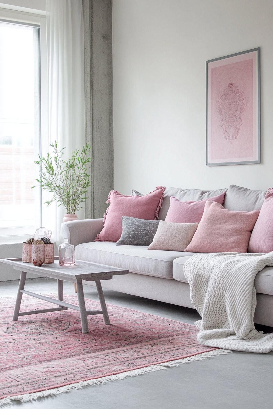 6. Scandinavian Simplicity (Pink And Grey Living Room Ideas) - Pink And Grey Living Room Ideas