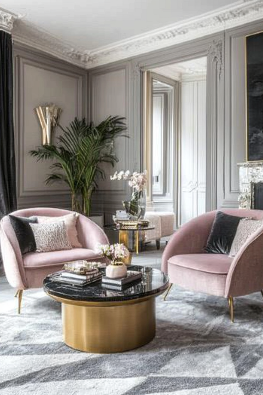 8. Art Deco Delight (Pink And Grey Living Room Ideas) - Pink And Grey Living Room Ideas