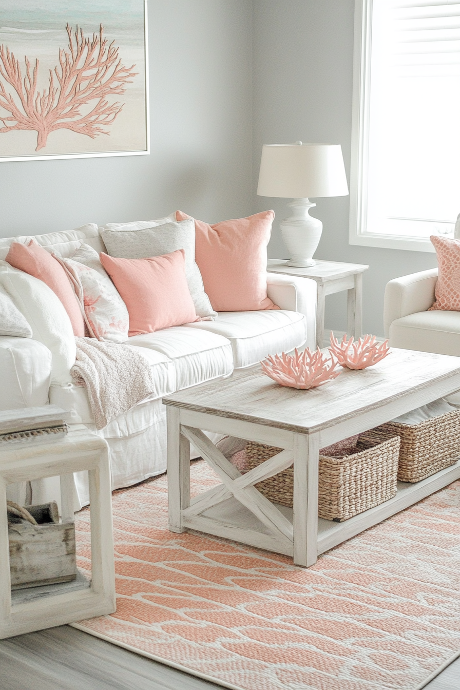 12. Coastal Retreat (Pink And Grey Living Room Ideas) - Pink And Grey Living Room Ideas