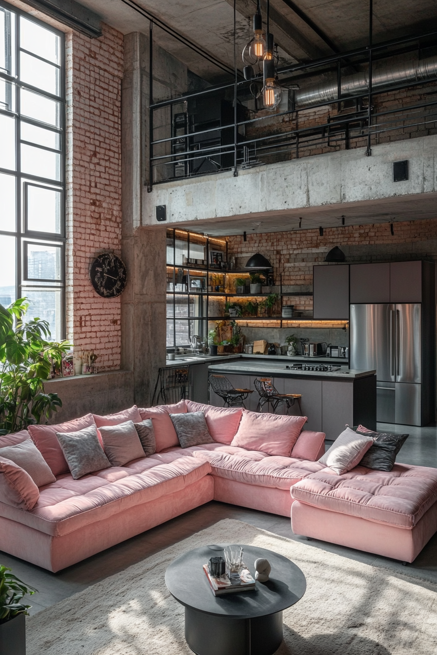 16. Urban Loft (Pink And Grey Living Room Ideas) - Pink And Grey Living Room Ideas