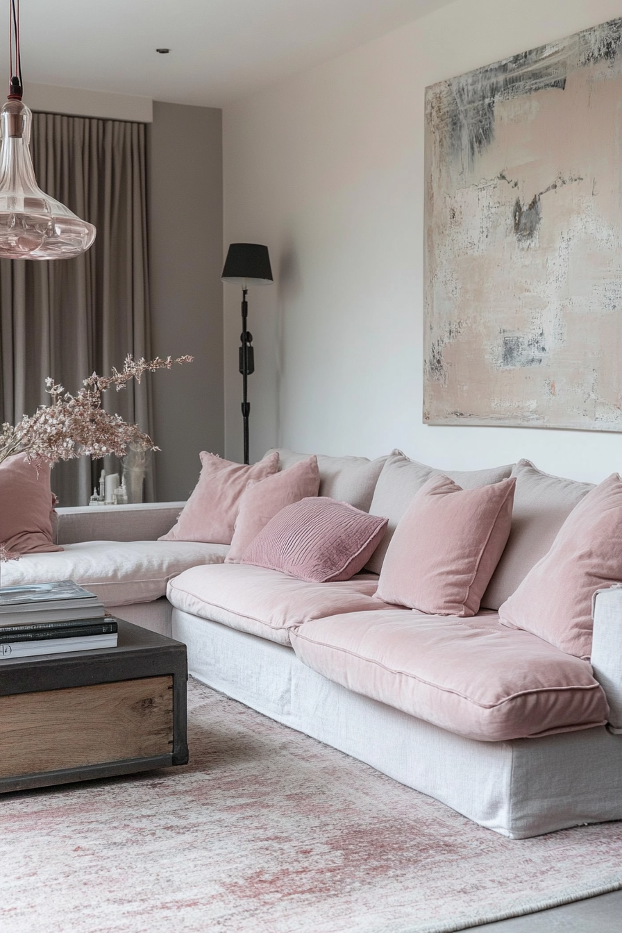 20. Family-Friendly (Pink And Grey Living Room Ideas) - Pink And Grey Living Room Ideas