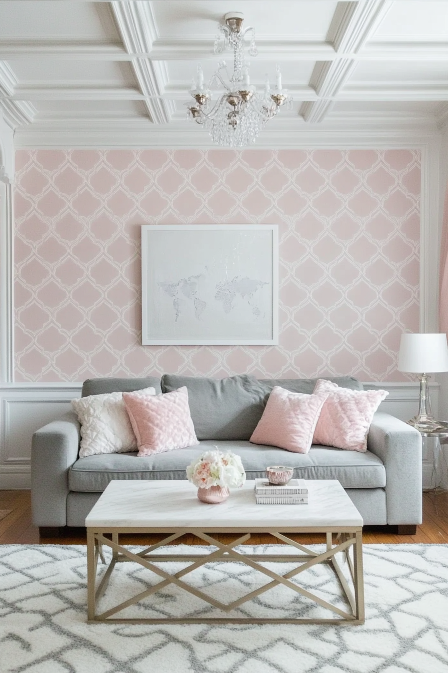 25. Geometric Patterns (Pink And Grey Living Room Ideas) - Pink And Grey Living Room Ideas