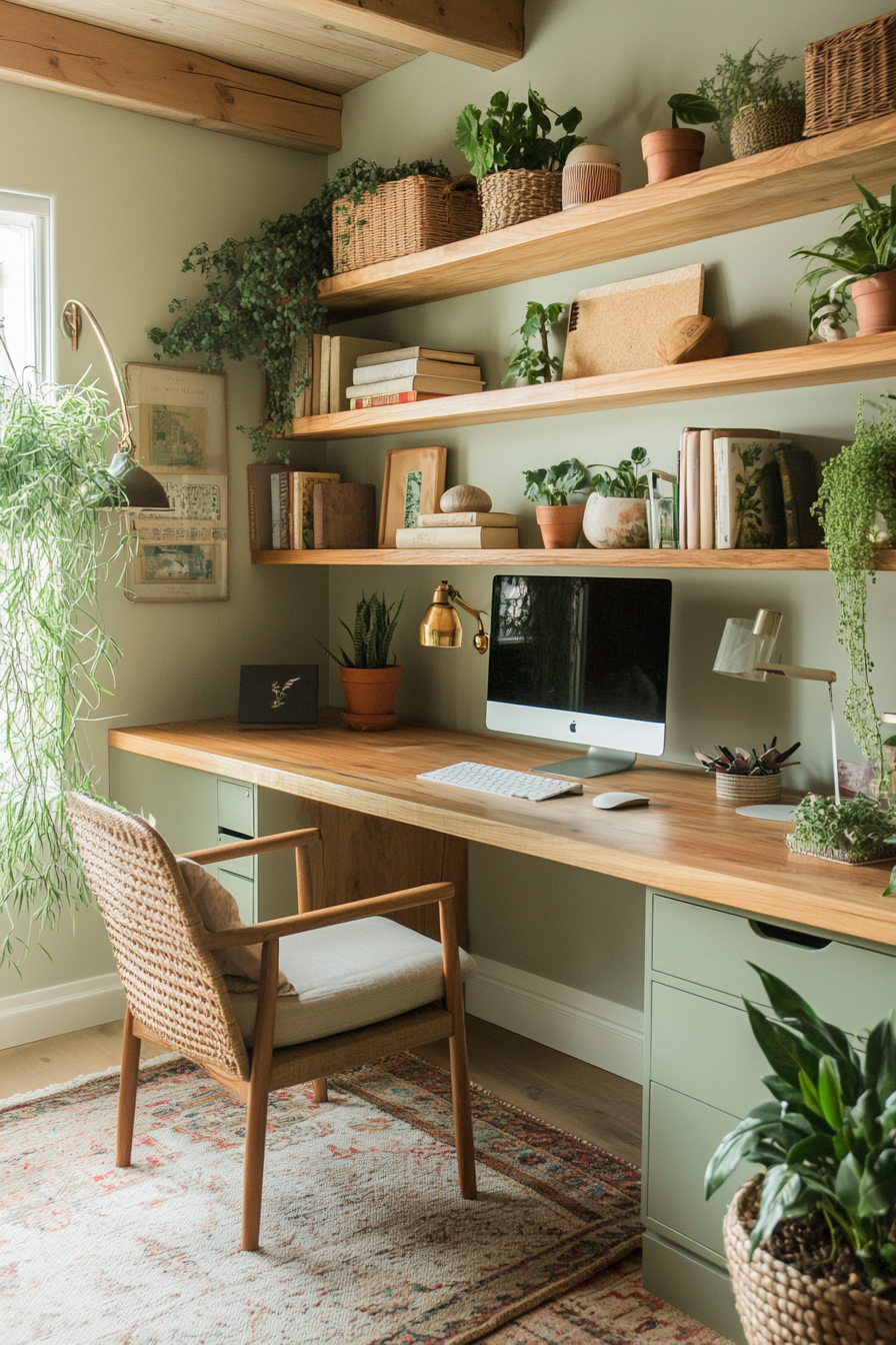 2. Biophilic Retreat (Bedroom Office Ideas) - Bedroom Office Ideas