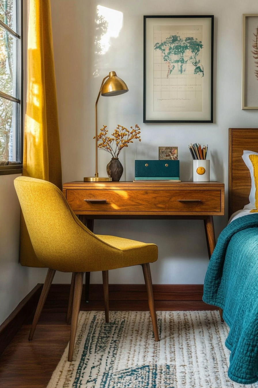 8. Mid-Century Modern (Bedroom Office Ideas) - Bedroom Office Ideas