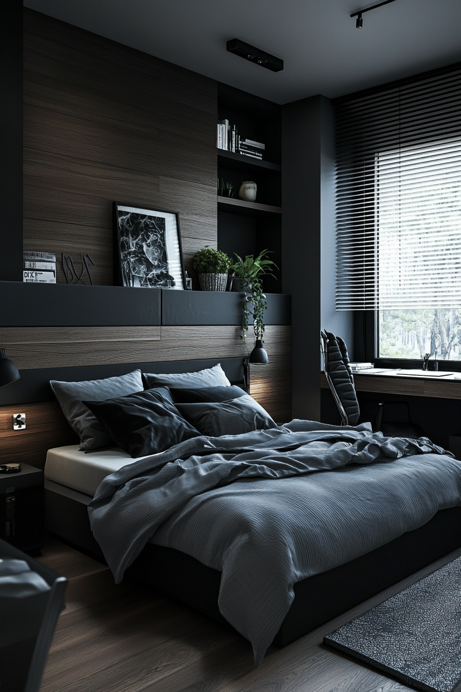 14. Contemporary Monochrome (Bedroom Office Ideas) - Bedroom Office Ideas